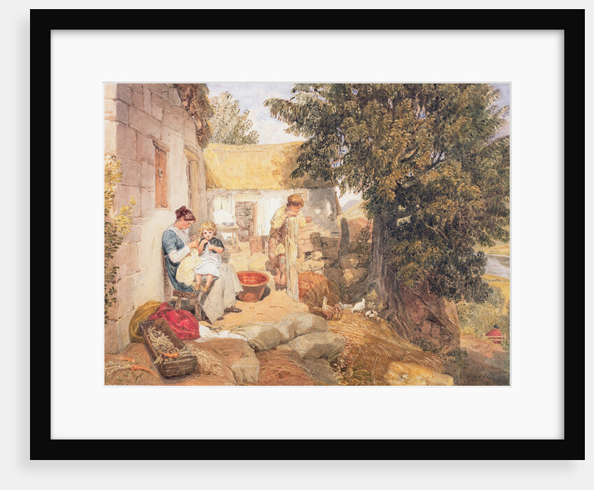 Cottages near Symonds Yat with country figures, 1825 by Joshua Cristall