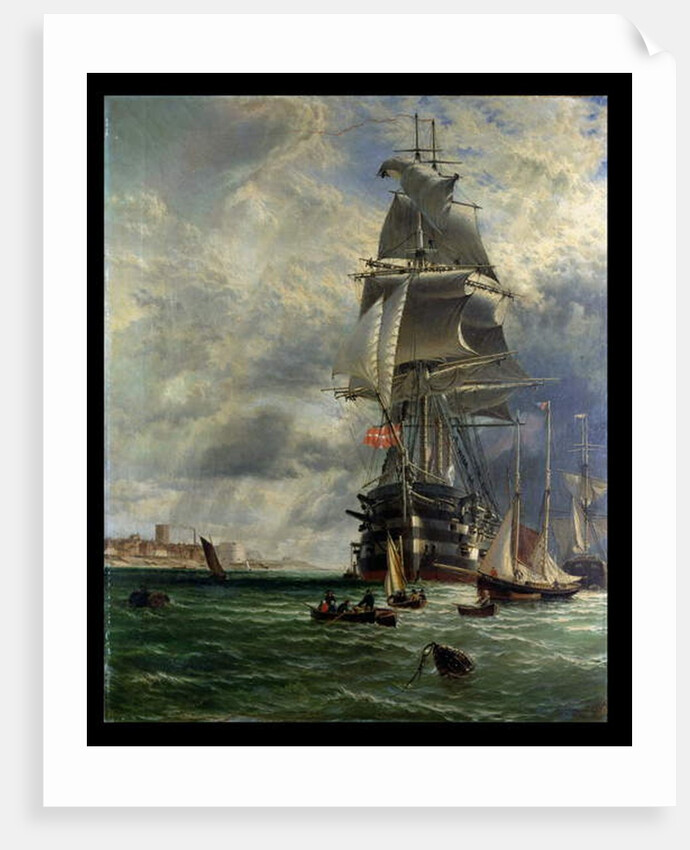 H.M.S. St. Vincent at her Moorings off the Entrance to Haslar Creek, Portsmouth, 1868 by Henry Thomas Dawson