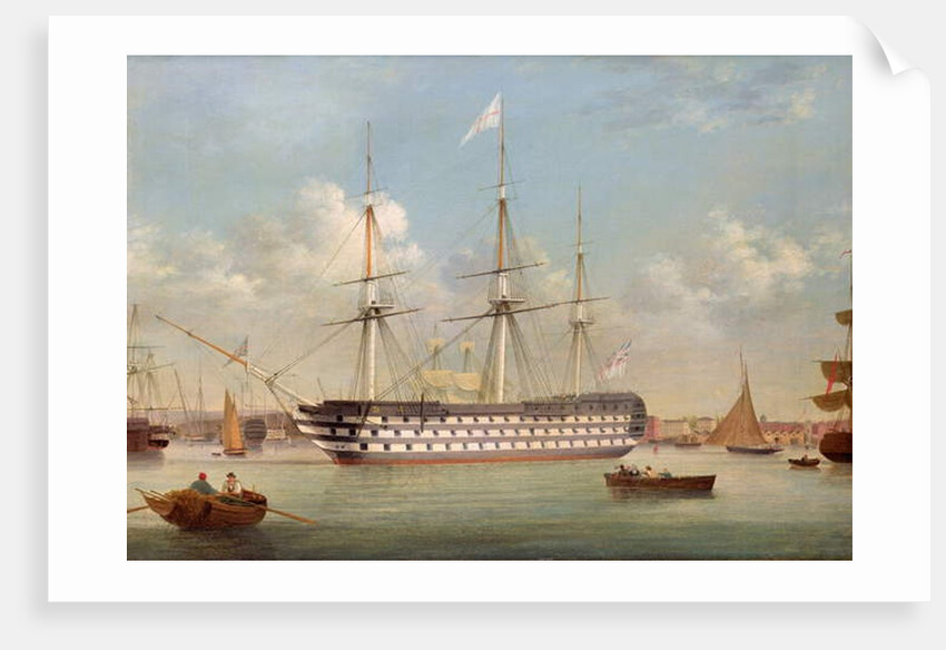 H.M.S. Britannia lying off Plymouth by Thomas Buttersworth