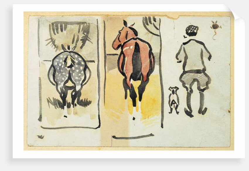 A page from a scrapbook containing 43 sketches by Joseph Crawhall