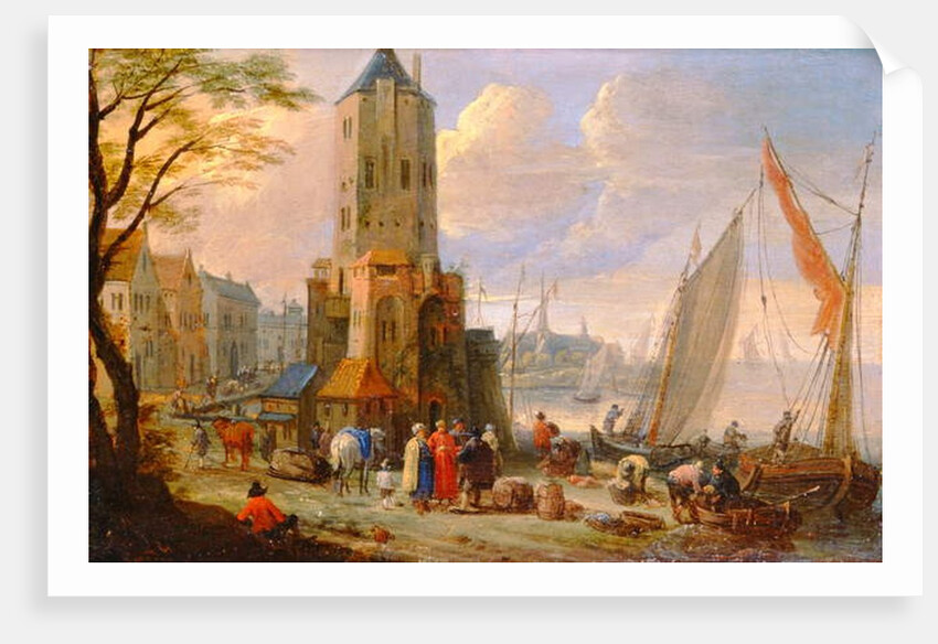 Figures and Boats in a Dutch Port by Pieter Bouts