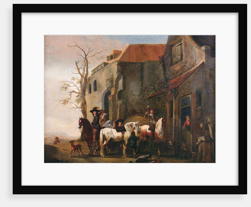 Riders and Horses at the Door of an Inn by Pieter Wouwermans or Wouwerman