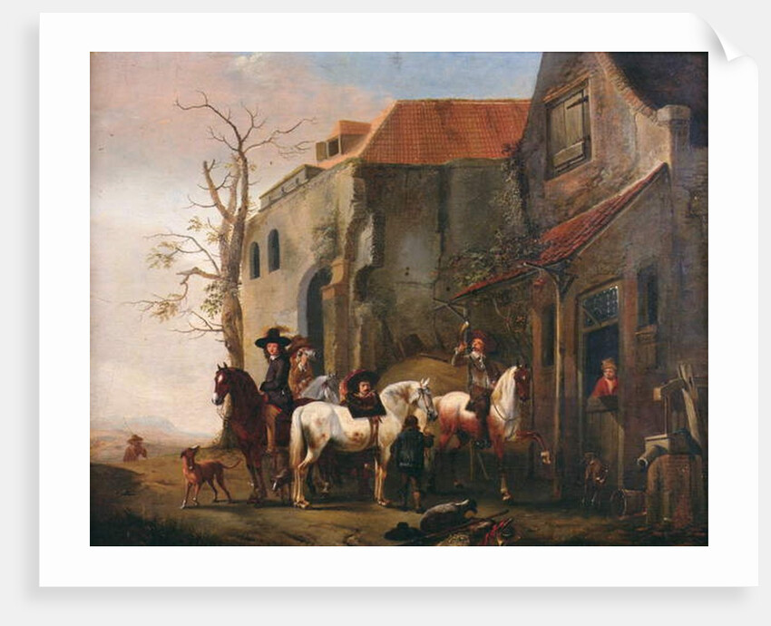 Riders and Horses at the Door of an Inn by Pieter Wouwermans or Wouwerman