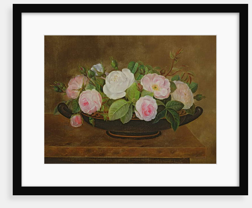 Bowl of Roses on a Marble Ledge by Johan Laurents Jensen