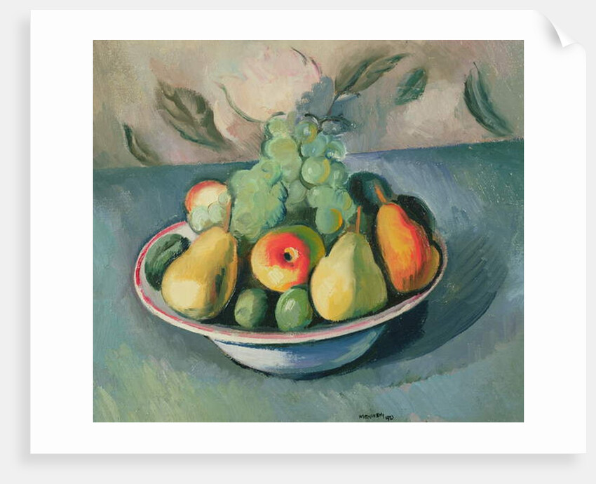 A Still Life of Fruit in a Bowl by Bernard Meninsky