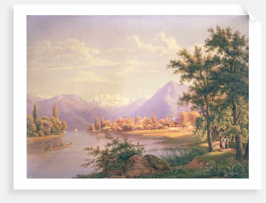 A View of Scherzingen on the Lake of Thun by Jakob Suter
