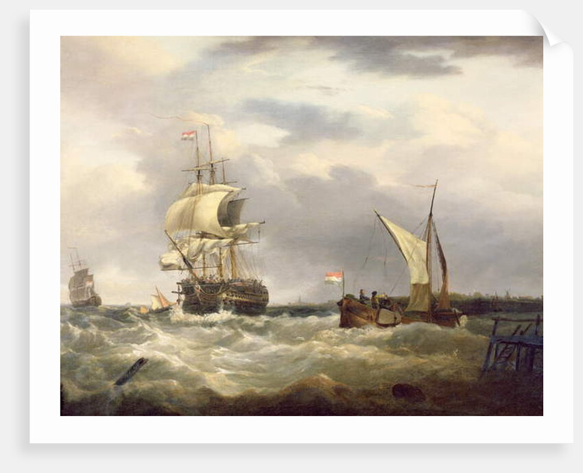 Dutch emigrant ship dropping the pilot and leaving her homeland astern by George Webster