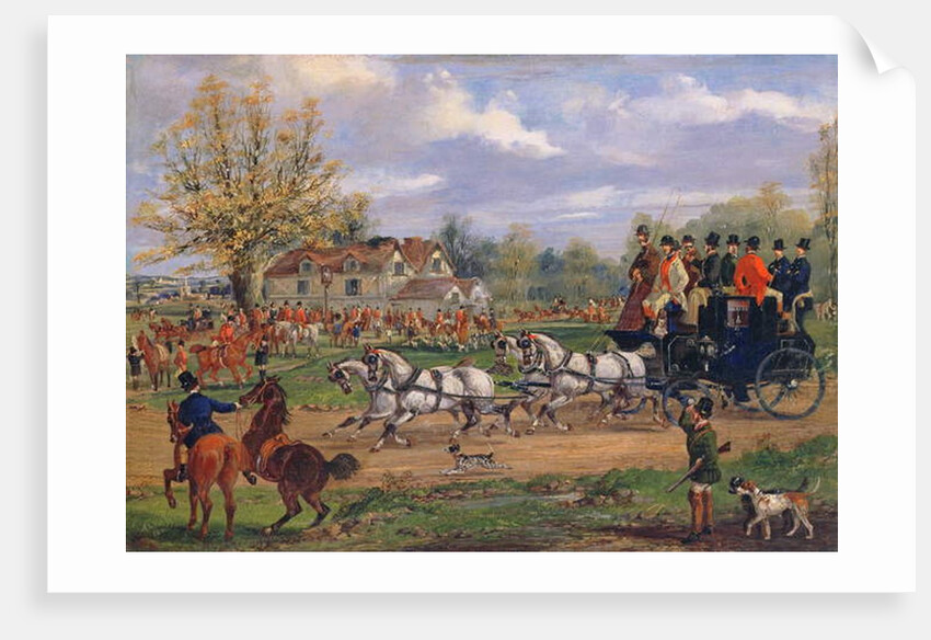 Stage Coach passing a meet outside an Inn, 1862 by Samuel Henry Alken