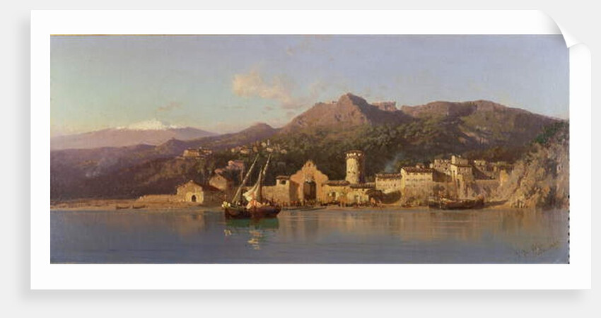 View of Taormina, Sicily, with Mount Etna in the background, 1868 by Alessandro la Volpe