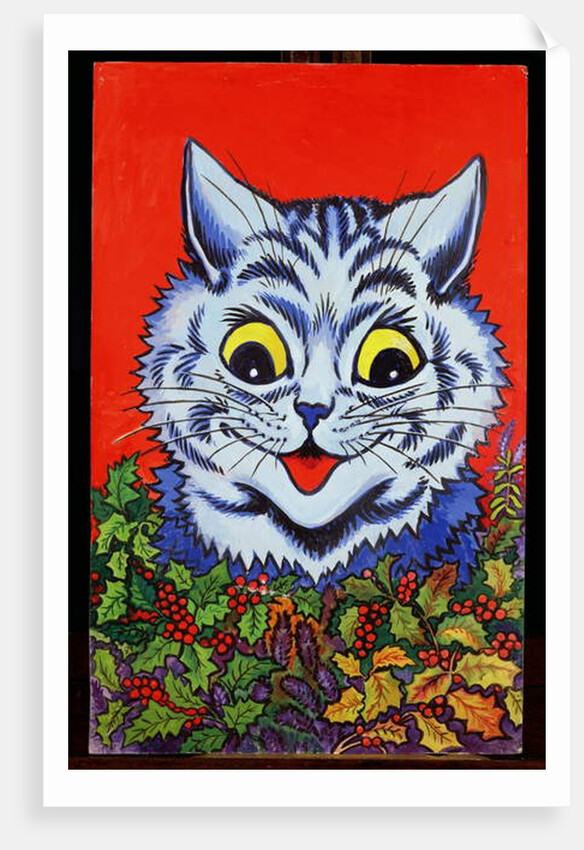 Cat in Holly by Louis Wain