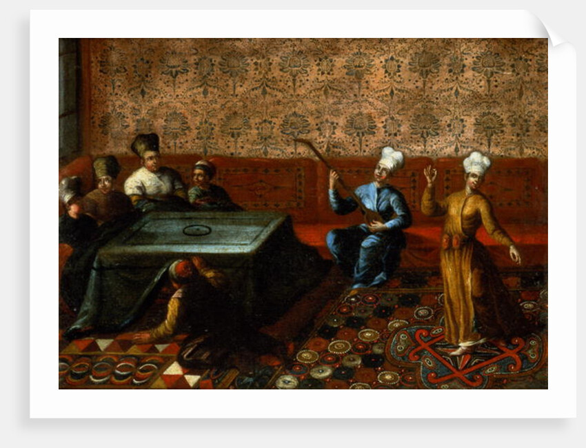 Figures Gathered Round a Kursi with a Musician and a Dancer Performing before Them by Jean Baptiste (circle of) Vanmour