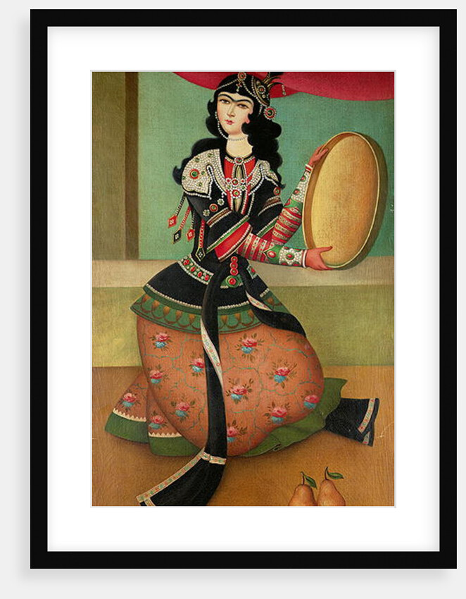 A Dancing Girl with a Tambourine, Qajar school by Persian School