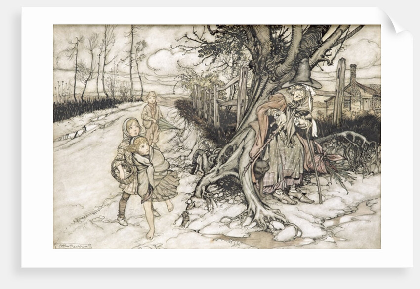 Children startled by a Witch by Arthur Rackham