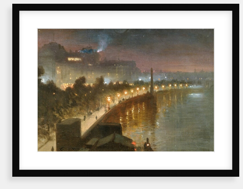 The Embankment and Cleopatra's Needle at Night, London, c.1910 by George Hyde Pownall