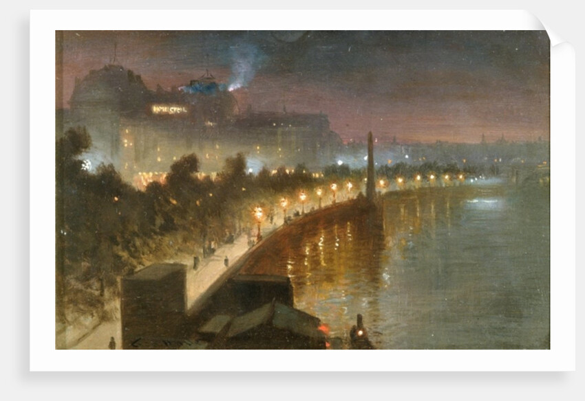 The Embankment and Cleopatra's Needle at Night, London, c.1910 by George Hyde Pownall