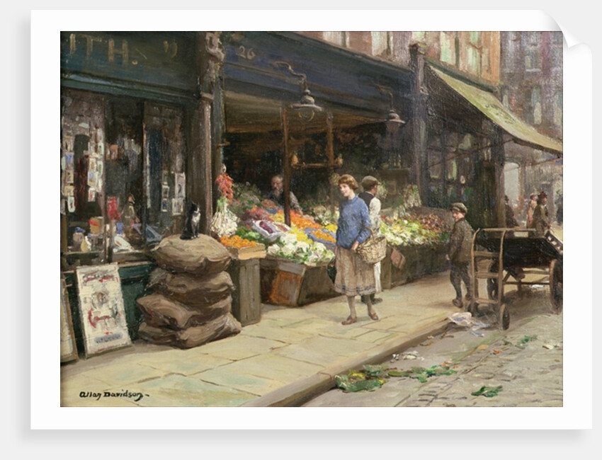 A London Street Market by Allan Douglas Davidson