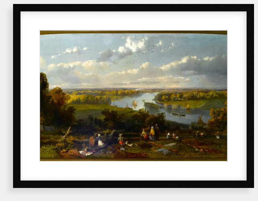 Picnic on Richmond Hill overlooking the River Thames, Surrey by William E. Jones