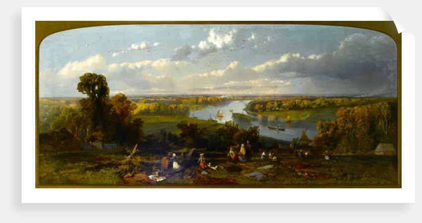 Picnic on Richmond Hill overlooking the River Thames, Surrey by William E. Jones