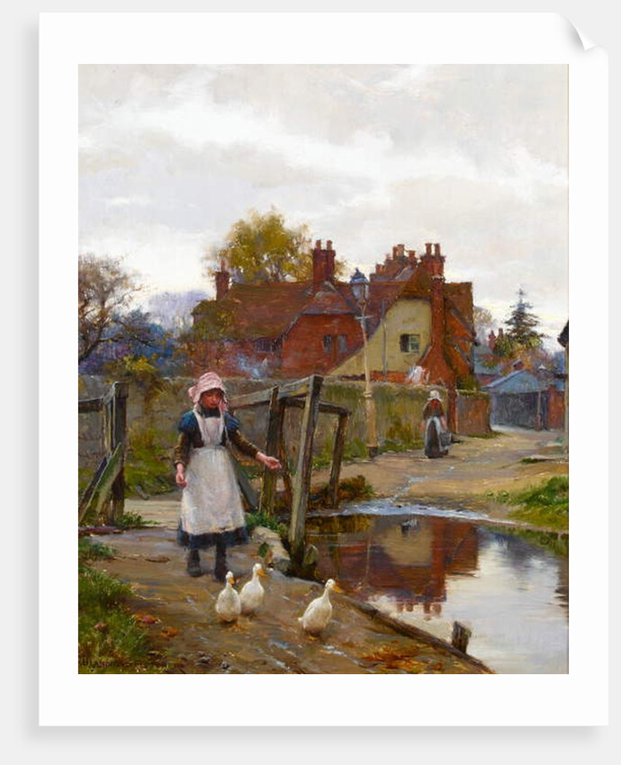 Driving Home the Ducks by the Old Bridge, Abingdon by William Teulon Blandford Fletcher