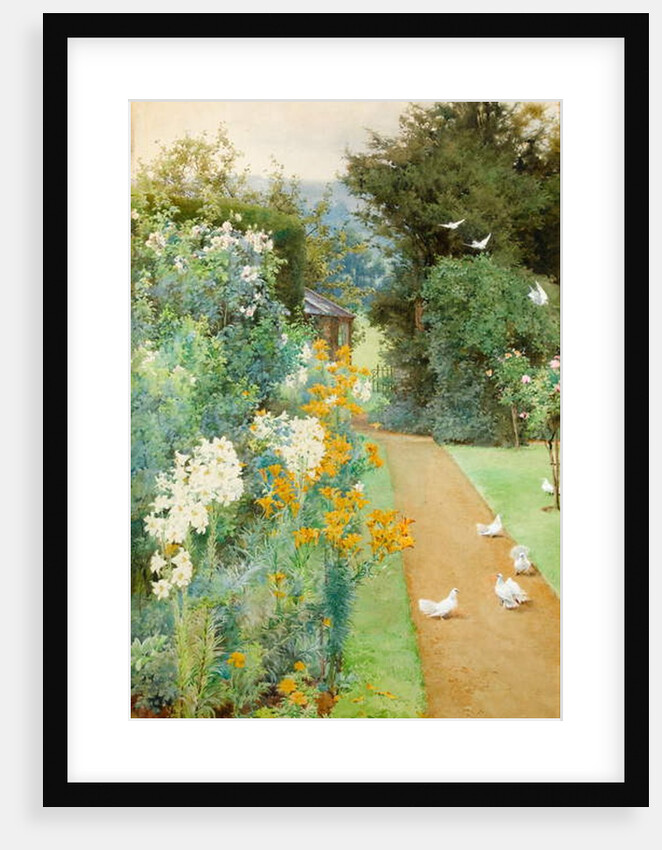 Lilies and Doves in a Corner of my Garden by Alfred Parsons