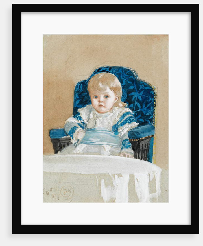 Frederica in a party dress holding a spoon, 1877 by Frederick Goodall