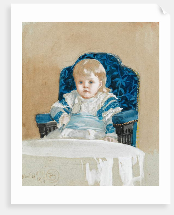 Frederica in a party dress holding a spoon, 1877 by Frederick Goodall