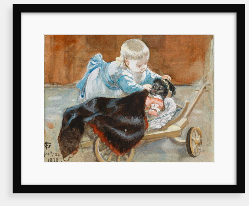 Frederica playing with a black doll, 1878 by Frederick Goodall