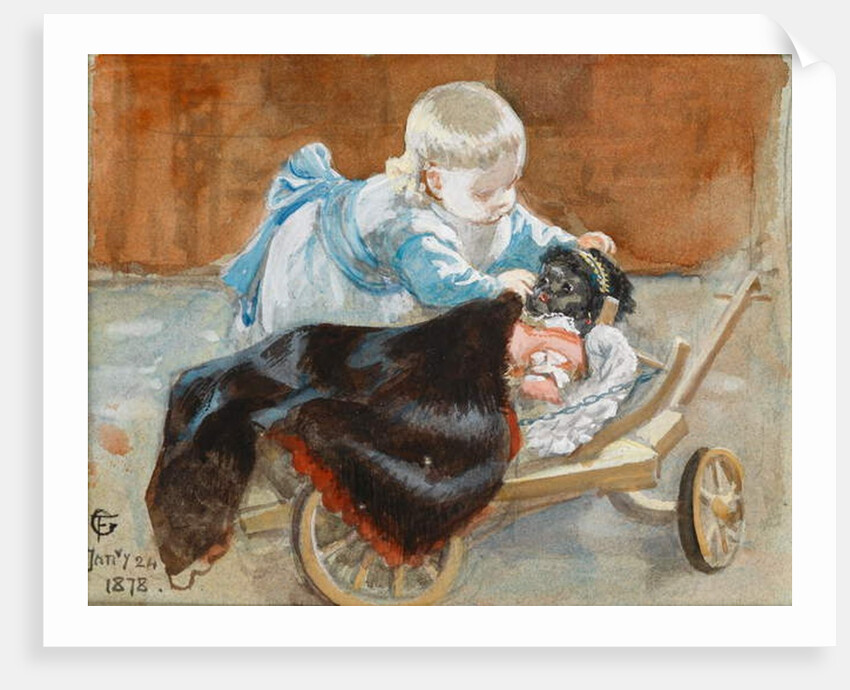 Frederica playing with a black doll, 1878 by Frederick Goodall