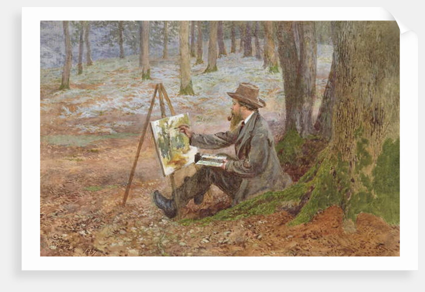 Watercolour painting in the woods at Knole Park, near Sevenoaks, Kent by Charles Green