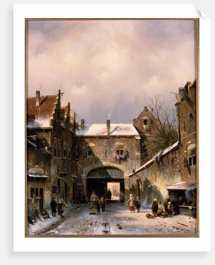A Village Street Scene in Winter, 1893 by Charles-Henri-Joseph Leickert