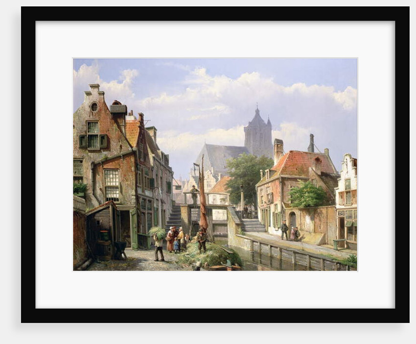 Unloading the Hay Barge, Haarlem by Willem Koekkoek