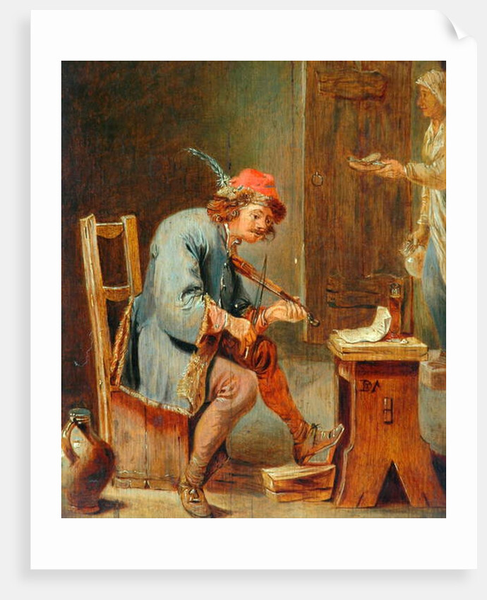 Man Playing a Fiddle, 1800-50 by David the Younger (after) Teniers