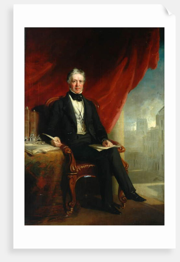 Unknown Man Seated with Parish Church in Background, 1844 by Isaac Faulkner Bird