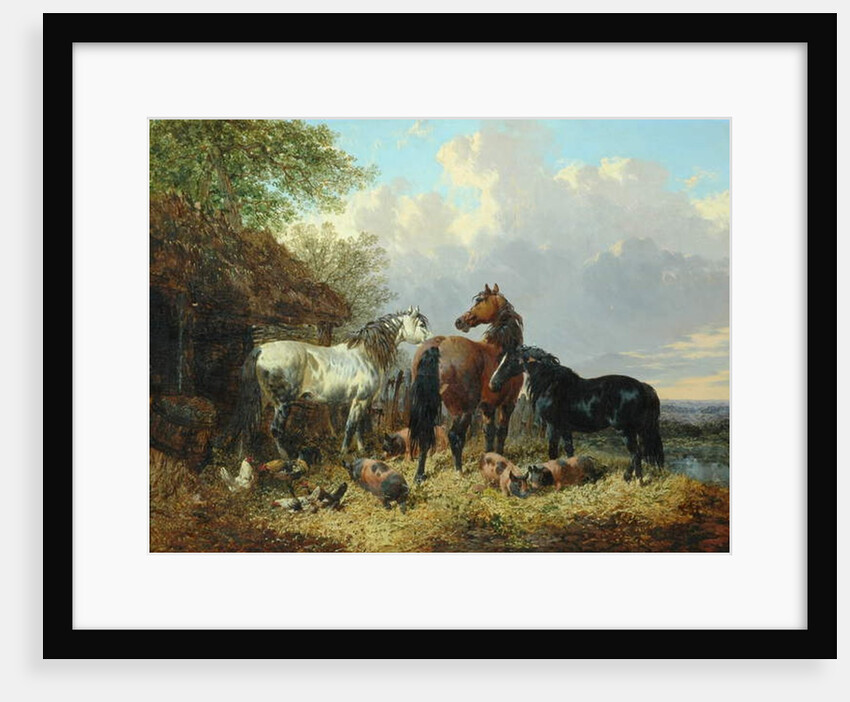 Three Horses with Pigs by John Frederick Herring Jnr