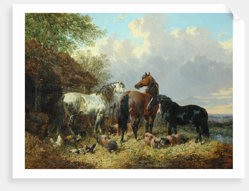Three Horses with Pigs by John Frederick Herring Jnr