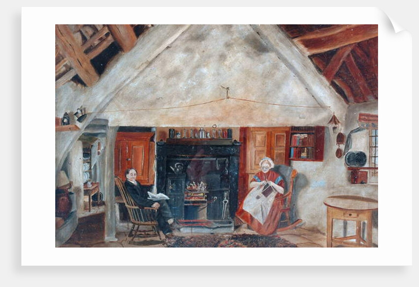 Interior of Cruck Cottage, possibly Shipley Glen by English School
