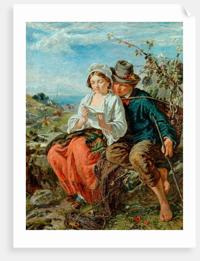 A fisher-Boy and a girl reading, 1850-79 by Italian School