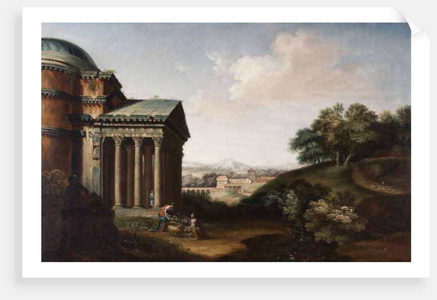 Capriccio view of the Pantheon, figures and an aqueduct, c.1760 by English School