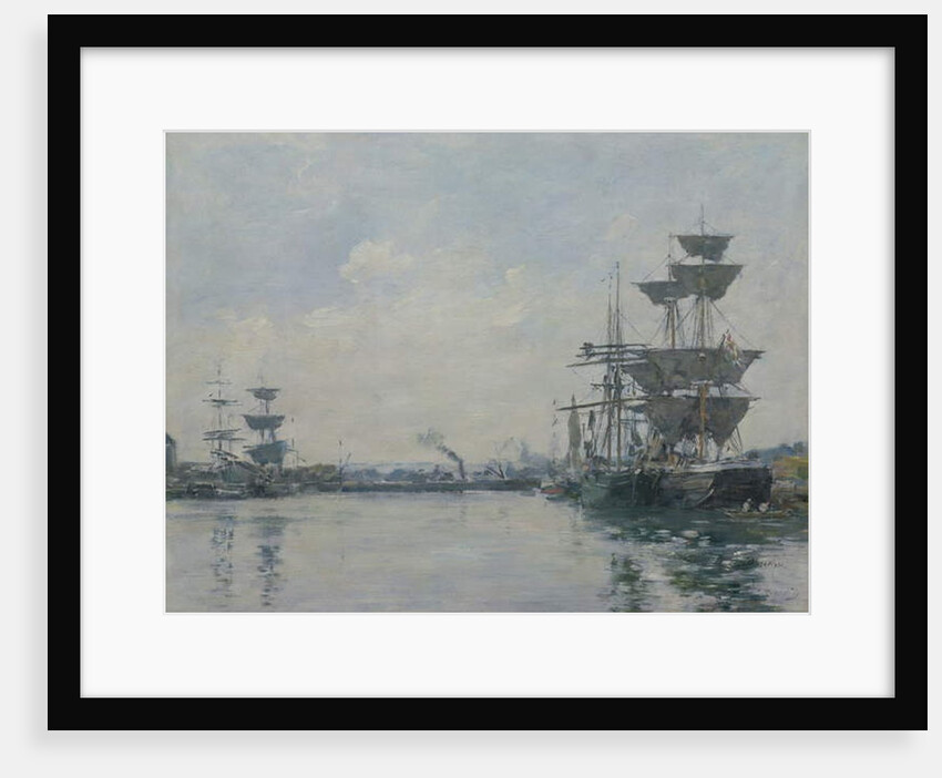 Le Havre, ships in a basin by Eugene Louis Boudin