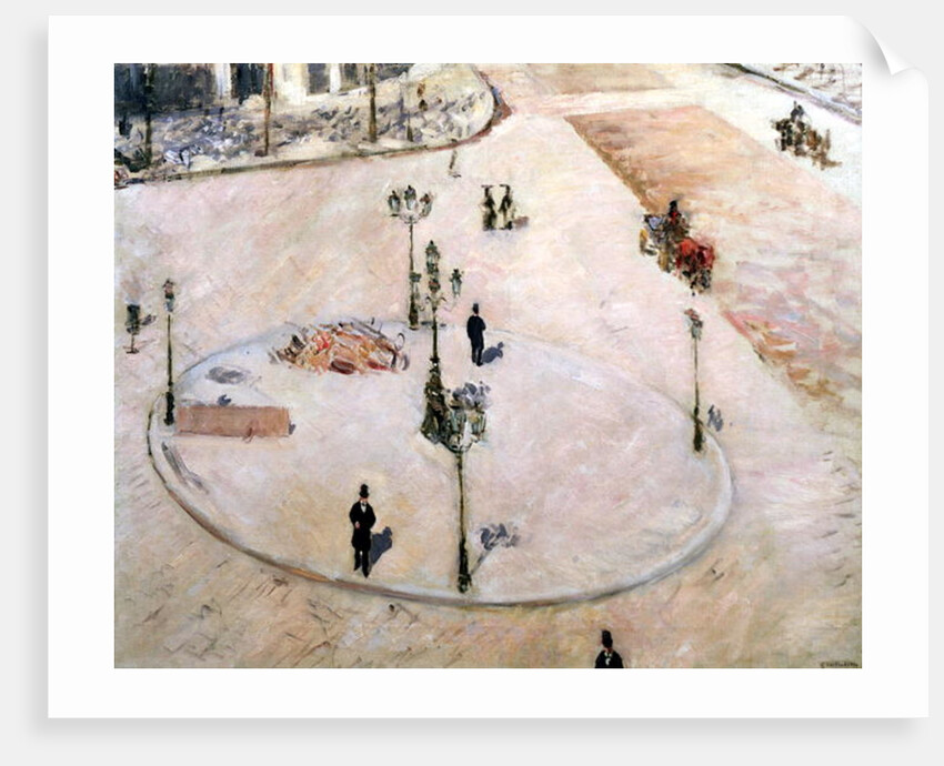 Traffic Island on Boulevard Haussmann, 1880 by Gustave Caillebotte