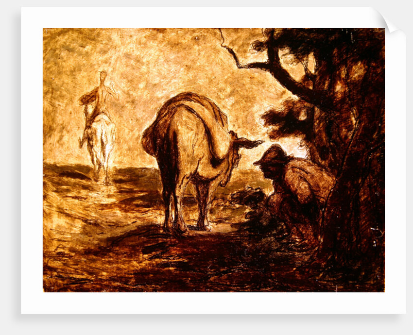 Don Quixote and Sancho Panza relieving himself, c. 1855 by Honore Daumier