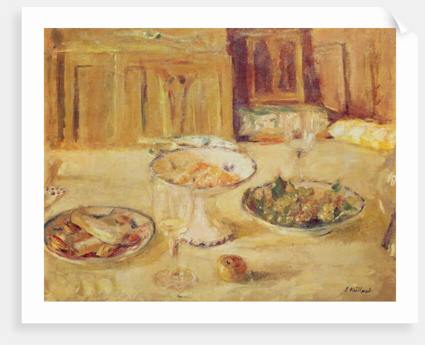 Bowls of fruit and biscuits and wineglass by Edouard Vuillard