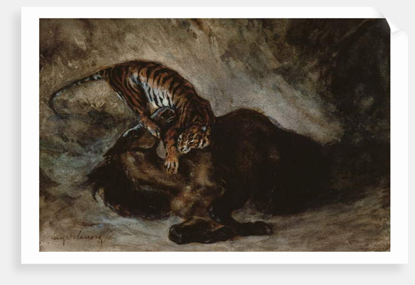 Tiger attacking a horse by Ferdinand Victor Eugene Delacroix