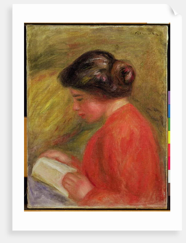 Girl in Red Reading by Pierre Auguste Renoir