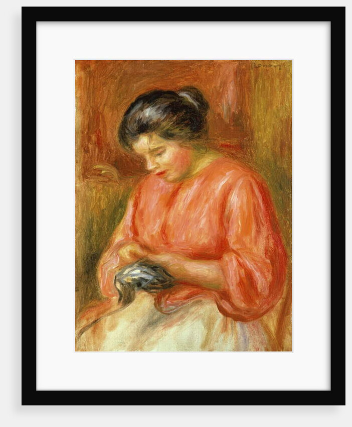 Girl in Red, Knitting by Pierre Auguste Renoir