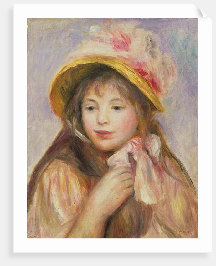 Girl with Pink Bonnet, c.1890 by Pierre Auguste Renoir