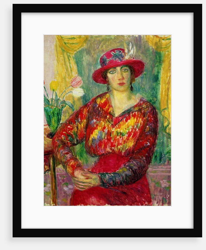 Girl in a Red Dress and Hat by William James Glackens