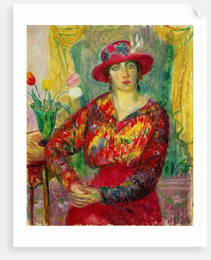 Girl in a Red Dress and Hat by William James Glackens