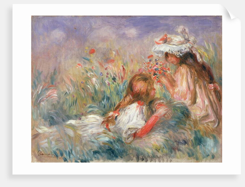 Two Children Seated Among Flowers, 1900 by Pierre Auguste Renoir