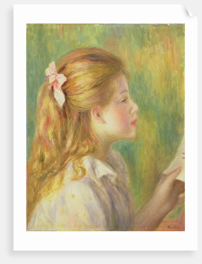 Girl in Profile Reading by Pierre Auguste Renoir